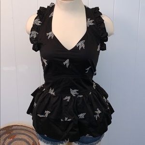 Girls From Savoy Black Sparrow Halter Top